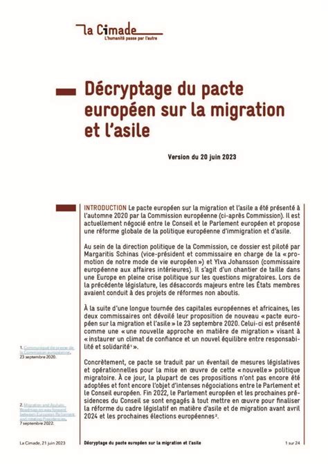 D Cryptage Du Pacte Europ En Sur La Migration Et Lasile La Cimade