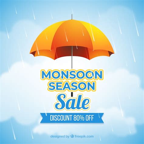 Premium Vector Monsoon Season Sale Composition With Realistic Design