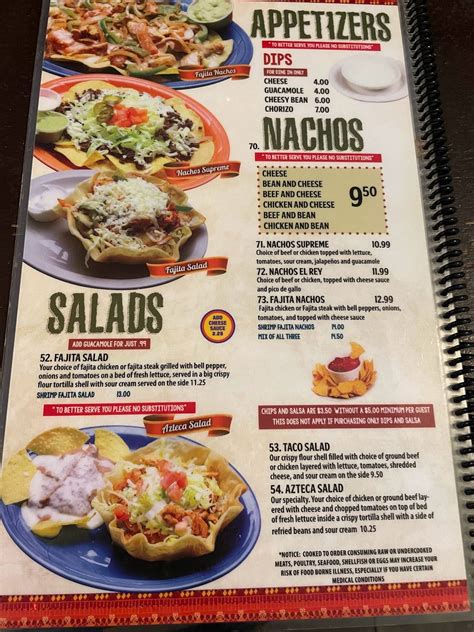 Menu At Aztecas Mexican Grill Restaurant Pell City