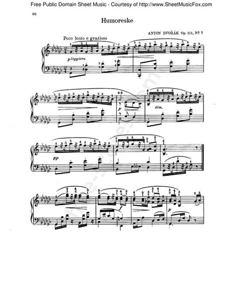 Free Sheet Music Dvorak Antonin Op N Humoresque Piano