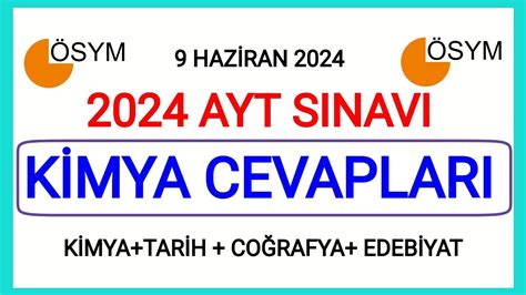 2024 AYT KİMYA SORULARI VE CEVAPLARI 2024 AYT KİMYA TÜM CEVAPLARI AYT