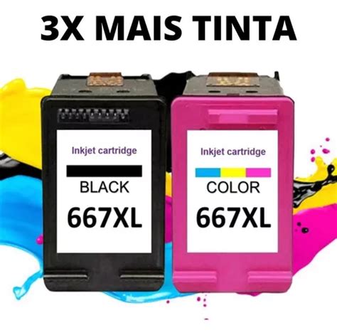 Kit X Cartucho Compativel Hp Xl Preto E Color Mais Tinta Frete Gr Tis