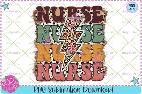 Nurse Stacked Lightning Bolt Sublimation Graphic By Winnieartdesign