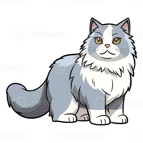 Majestic Charm Striking 2d Illustration Of A Siberian Cat Ai Generative