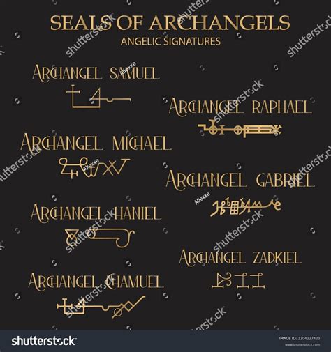 Archangels Seal Sigils Gold Symbols Angelic Stock Vector Royalty Free