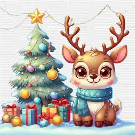 Premium Psd Reindeer And Christmas Tree