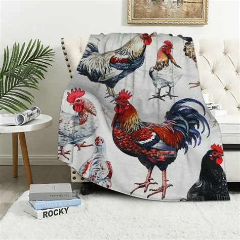 Wyyp Chicken Breed Collection Throw Blanket Hand Drawn Watercolor Farm