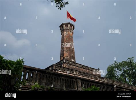 Vietnam Flag Flying Over The Flag Tower Of Hanoi In Vietnam Stock Photo