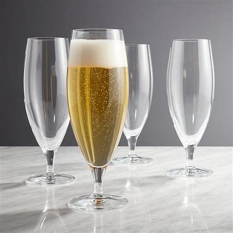 Stemmed Pilsner Glasses Set Of 4 Beer Glassware Types Of Glassware