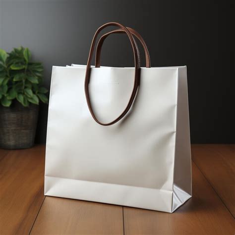 Bolsa De Compras De Papel Blanco En Blanco Sobre Fondo Gary Mock Up D