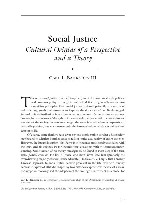 Pdf Social Justice Cultural Origins Of A Perspective And A Theory