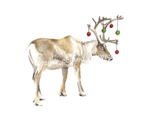 Christmas reindeer watercolor art digital download holiday Etsy España