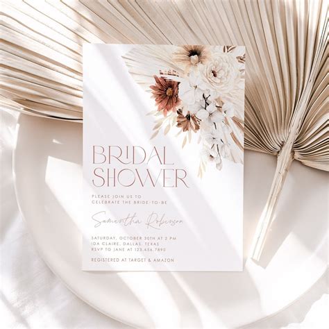 Boho Floral Bridal Shower Invitation Bohemian Bridal Shower Etsy