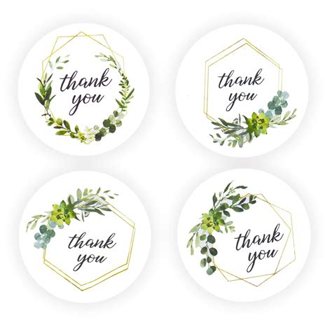 Buy 2 Inch Greenery Frames Thank You Stickers Roll Green Round Boho