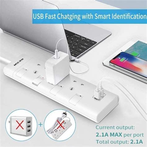 Mscien Way M Extension Lead With Usb Slots Individually Switched