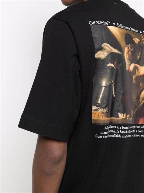 Off White Caravaggio Crowning Graphic Print T Shirt In Black Modesens