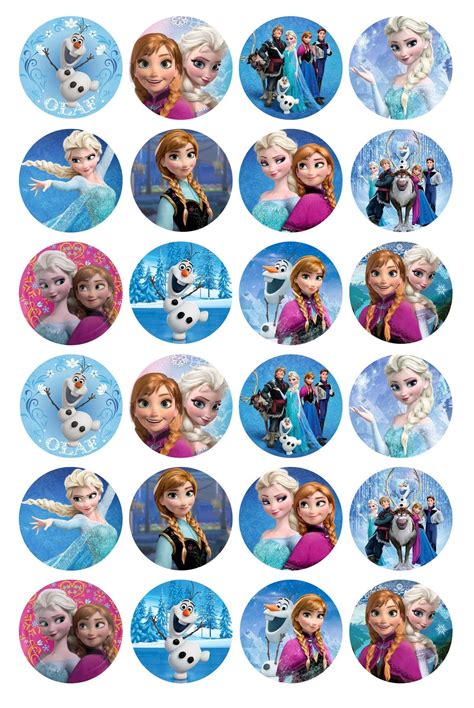 Frozen Anna Elsa Hans Olaf And Kristoff Snowflakes Edible Cupcake