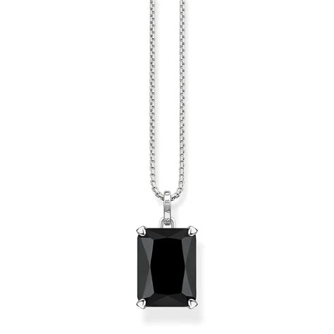 Thomas Sabo Black Stone Silver Necklace Watch Direct