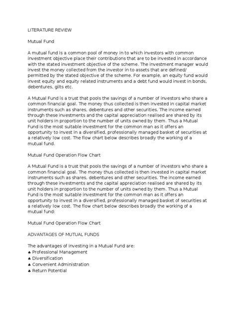 Literature Review Pdf Mutual Funds Investing