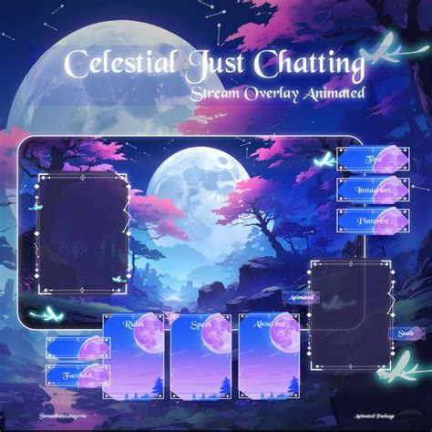 Sky Night Stream Overlay Light And Dark Twitch Overlay Blue Pink