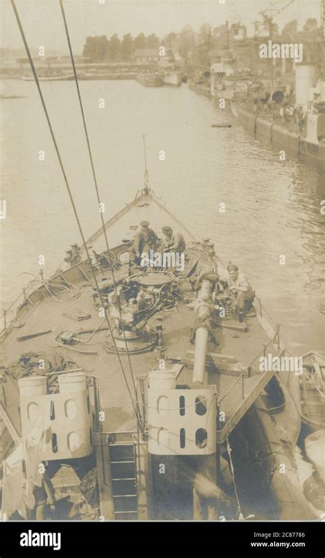 Ww1 German Warship Coming Into Dock Stock Photo Alamy