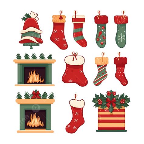 Set Of Christmas Elements Cute Vector Illustration In Flat Style