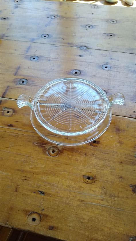 Vintage Fire King Clear Glass Trivet Hot Plate With Handles Etsy