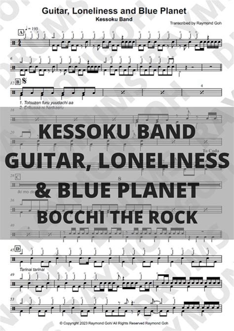 Kessoku Band Guitar Loneliness Blue Planet Raymond Goh Drums S