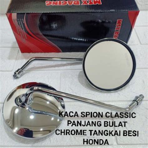 Jual Kaca Spion Classic Bulat Panjang Crome Chrome Tangkai Besi Honda