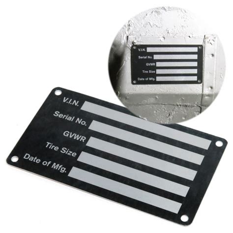 Blank Med Trailer Truck Equipment VIN Frame Plate Serial Model # ID Tag ...