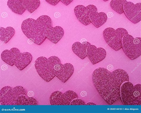 Pink Glitter Hearts Pattern Background Stock Photo - Image of bright ...