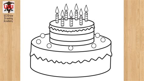 Birthday Cake Drawing How To Draw A Cake Art Easy Sketch Step By Step