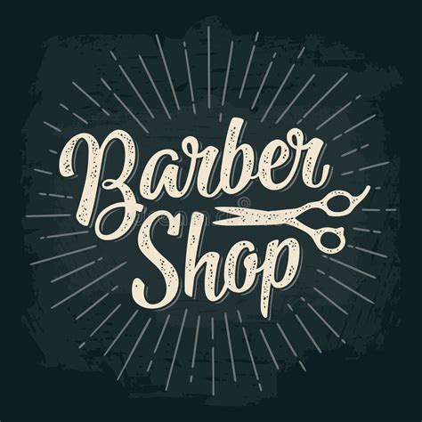 Letras Y Tijeras Caligráficas De La Barbería Ilustración del Vector