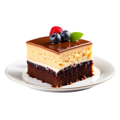 Ai Generated Cake On Plate Isolated On Transparent Background Png