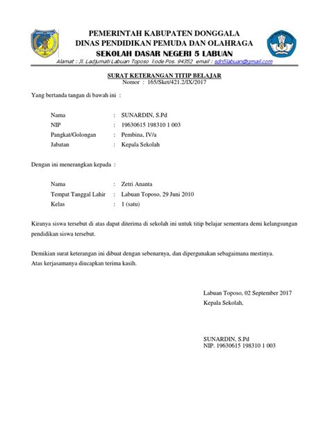 Surat Keterangan Siswa Aktif Dari Kepala Sekolah Doc Kumpulan Surat Penting