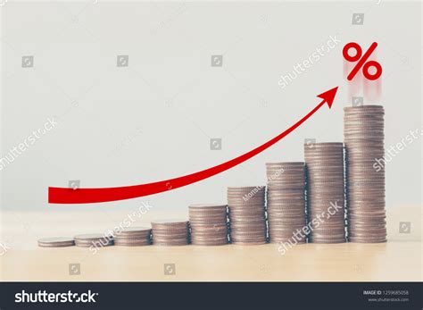 Coin Stack Step Graph Red Arrow Stock Photo Edit Now 1259685058