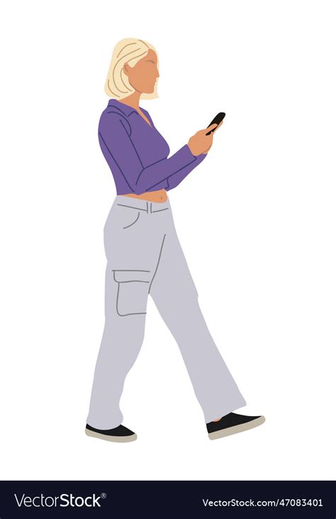 Business Woman Walking Side View Isolated Vector Image