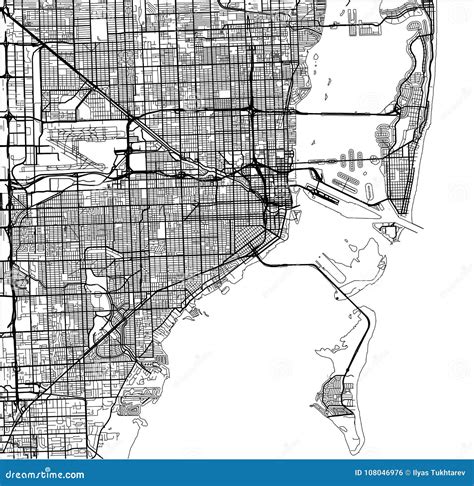 Map of the City of Miami, USA Stock Vector - Illustration of highway ...