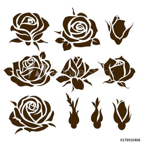 Vector Set Of Decorative Rose Icon Flower Silhouette Stock Vector Artofit