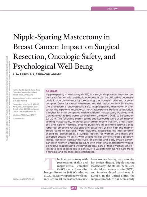 Pdf Nipple Sparing Mastectomy In Breast Cancer Impact On Surgical Resection Oncologic Safety