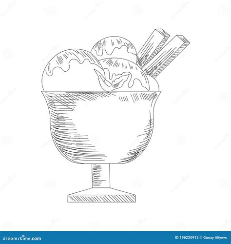 Boceto De Helado Cucharas Aisladas De Helado Vectorial En Cuenco De