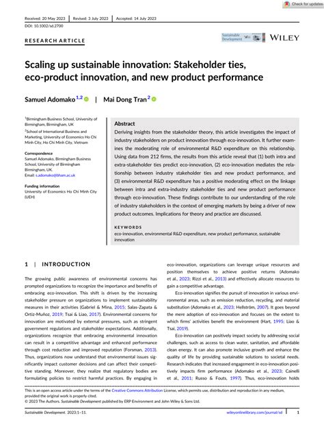 PDF Scaling Up Sustainable Innovation Stakeholder Ties Ecoproduct