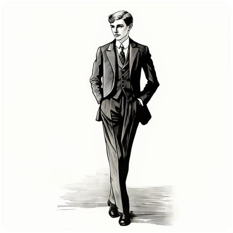 Premium Photo Vintage Fashion Illustration Of Man In Suit