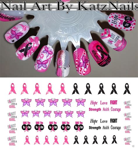 Breast Cancer Awareness Nail Art Decals Set Moon Sugar Decals