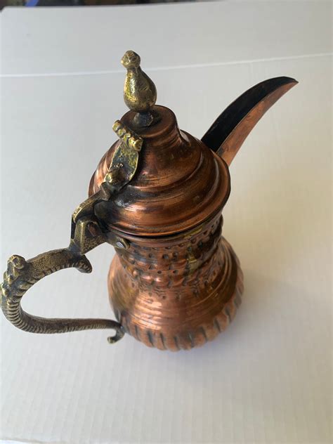 Vintage Arabic Copper Pitcher With Handle 8 19 Etsy Turkish Copper