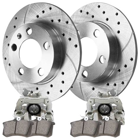 AutoShack Rear Brake Calipers Ceramic Pads Drilled Slotted Rotors