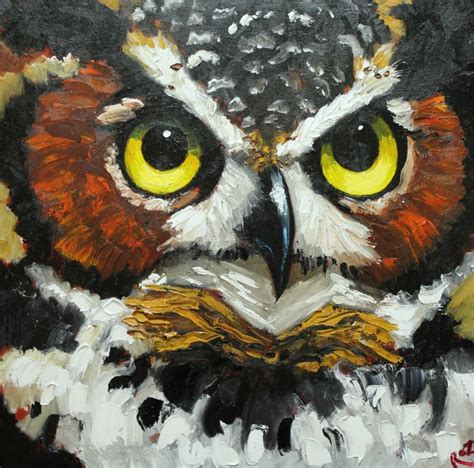 Owl Painting X Inch Original Oil Painting By Roz