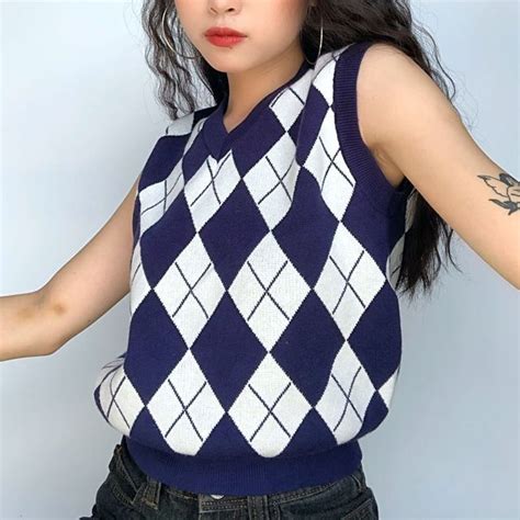 Lexilotte Argyle Knit Vest Yesstyle