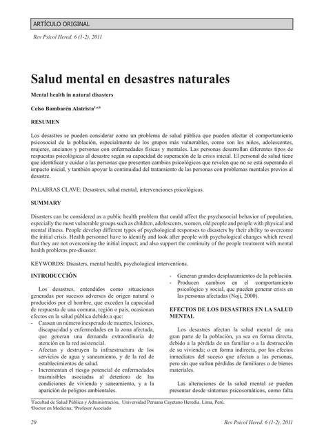 Salud Mental En Desastres Naturales Aninomos Anonimos Udocz