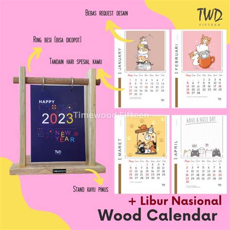 Jual Kalender Meja 2023 Aesthetic Kalender Duduk Kalender Kayu Gantung Shopee Indonesia